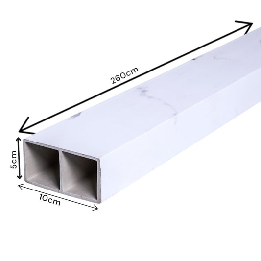 Set 5 profile Rectangular Decorativ Ranforsat WPC, Naimeed D6210, 260x10x5cm, Alb marmura