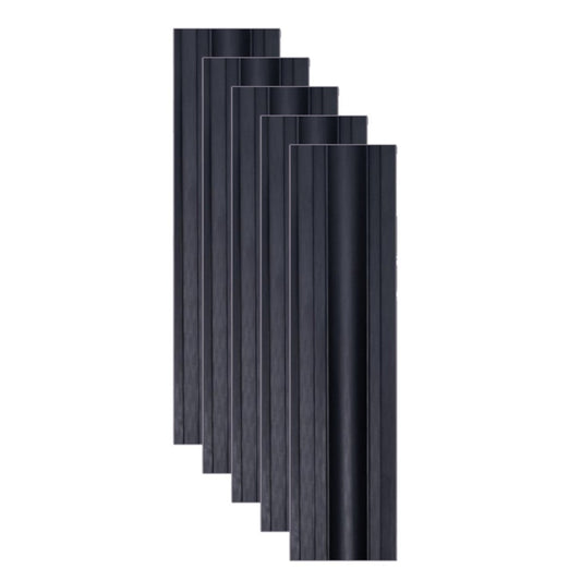 Set 5 panouri decorative, riflaj WPC, Naimeed D6227, 260x18x1.8cm, Negru