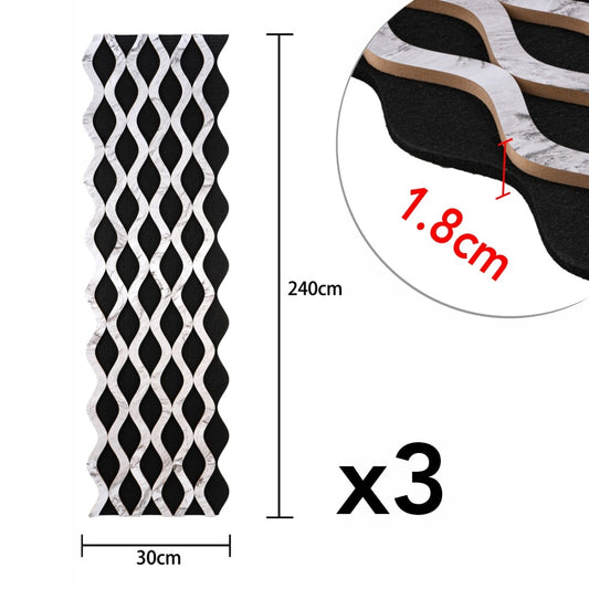 Set 3 Panouri riflaj acustic decorativ, MDF si pasla, Naimeed D6238, 240x30x1.8cm, Alb