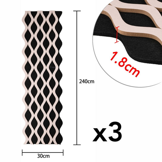 Set 3 Panouri riflaj acustic decorativ, MDF si pasla, Naimeed D6239, 240x30x1.8cm, Roz