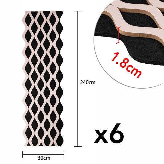 Set 6 Panouri riflaj acustic decorativ, MDF si pasla, Naimeed D6239, 240x30x1.8cm, Roz