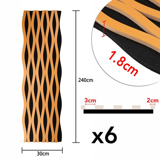 Set 6 Panouri riflaj acustic decorativ, MDF si pasla, Naimeed D6242, 240x30x1.8cm, Cires