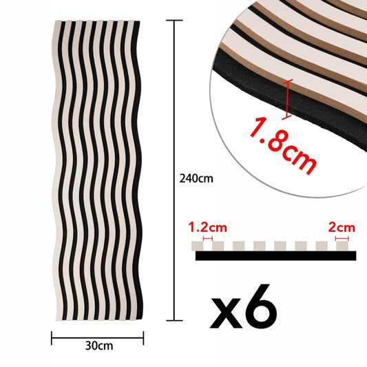 Set 6 Panouri riflaj acustic decorativ, MDF si pasla, Naimeed D6247, 240x30x1.8cm, Gri