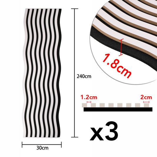 Set 3 Panouri riflaj acustic decorativ, MDF si pasla, Naimeed D6248, 240x30x1.8cm, Alb