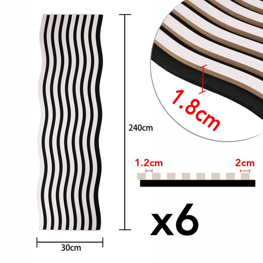 Set 6 Panouri riflaj acustic decorativ, MDF si pasla, Naimeed D6248, 240x30x1.8cm, Alb