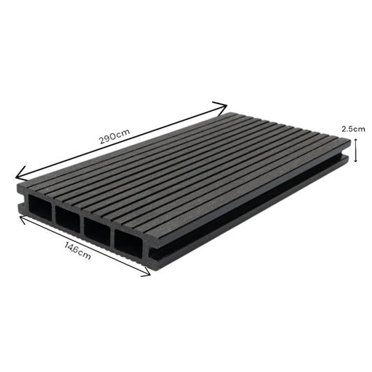 Pardoseala decking terasa din compozit WPC, Naimeed D6465, 290x14.6x2.5cm, Negru