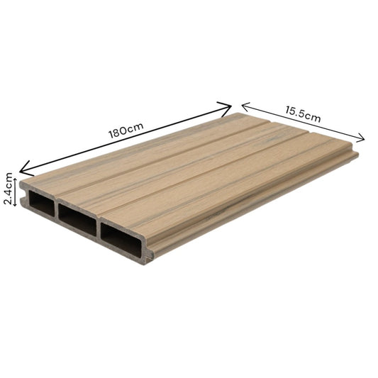 Placa de gard 3D, din compozit de lemn si plastic WPC, Naimeed D6473, 180x15,5x2.4cm, Crem