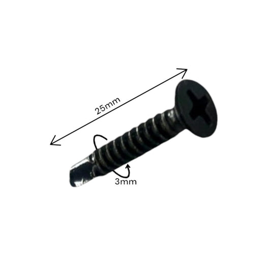 Surub pentru fixarea sinei de placa de gard, fier zincat, Naimeed D6482, 25x3 mm, Negru