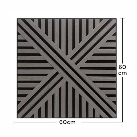 Set 5 Panouri riflaje acustice decorative, MDF si pasla, Naimeed D6765, 60x60x1.8cm, Gri