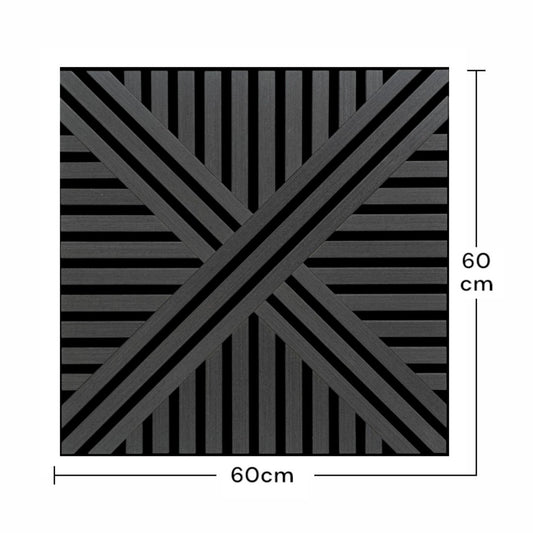 Set 5 Panouri riflaje acustice decorative, MDF si pasla, Naimeed D6766, 60x60x1.8cm, Negru