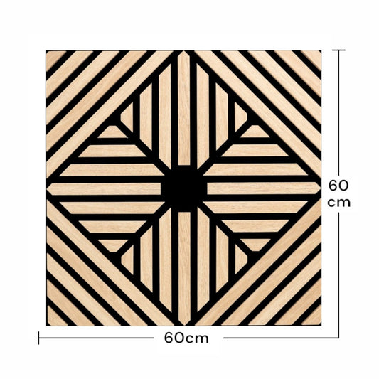 Set 5 Panouri riflaje acustice decorative, MDF si pasla, Naimeed D6768, 60x60x1.8cm, Stejar