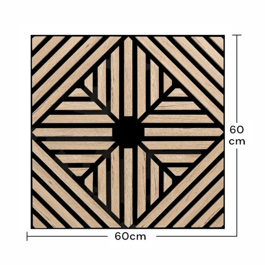 Set 5 Panouri riflaje acustice decorative, MDF si pasla, Naimeed D6769, 60x60x1.8cm, Stejar inchis