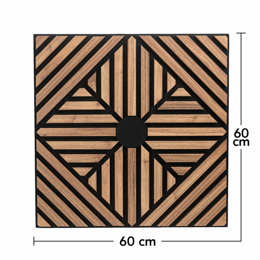 Set 5 Panouri riflaje acustice decorative, MDF si pasla, Naimeed D6770, 60x60x1.8cm, Stejar inchis