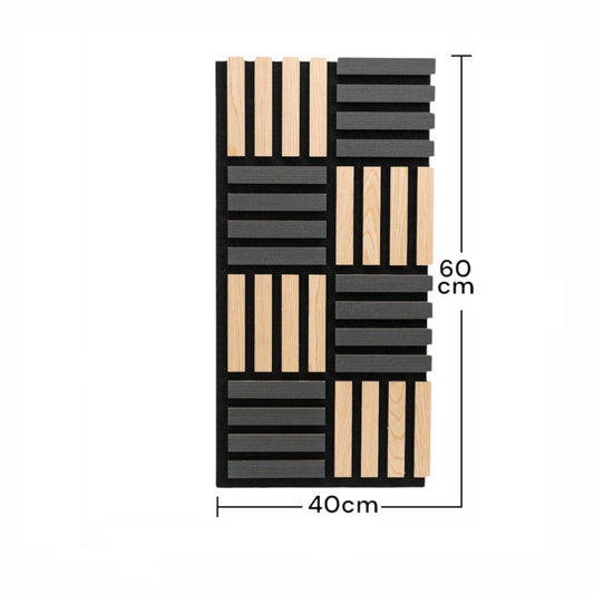 Set 5 Panouri riflaje acustice decorative, MDF si pasla, Naimeed D6771, 60x40x2.1cm, Stejar/Negru