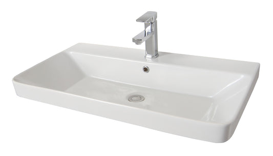 Mobilier Baie MDF și lavoar, Seria 501, Sertare, 80cm, Alb