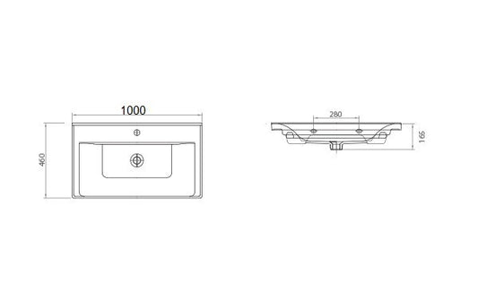 Mobilier Baie MDF și lavoar, Seria 758, 100cm, Alb