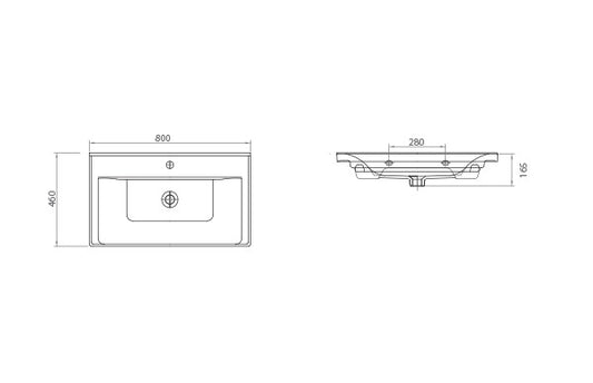Mobilier Baie MDF și lavoar, Seria 786, Sertare, 80cm, Negru