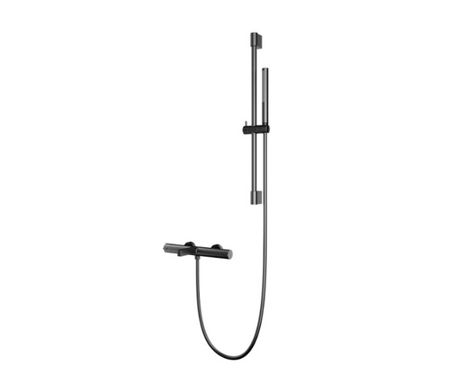 Baterie cada/dus cu termostat ELEGANT, cu montaj pe perete – gun metal