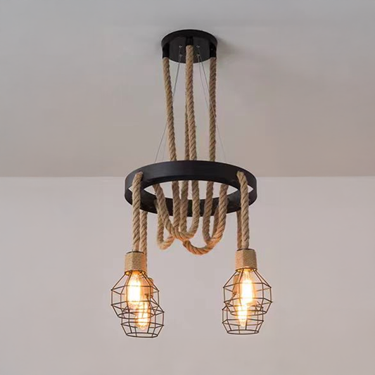 Lustra Roata LV580/4BK, 4*E27, Maro, Metal si Sfoara