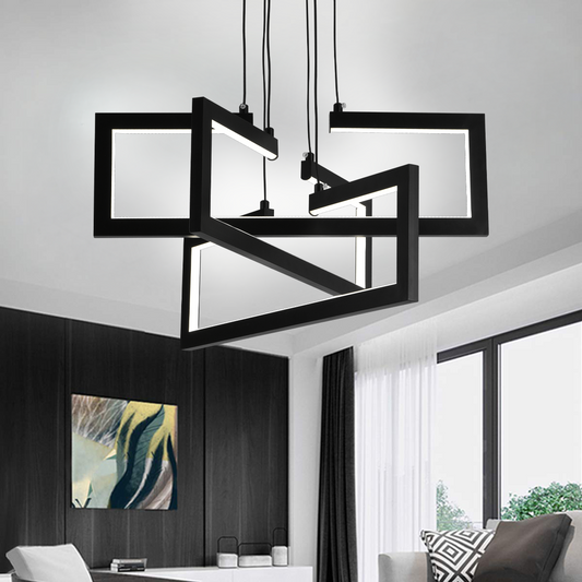 Lustra LED cu telecomanda ,Suspendata 73W, 3 Elemente, lumina Rece/Calda/Neutra, Dimabila, Inaltime Reglabila, Negru