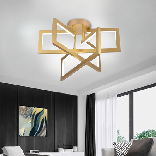 Lustra LED cu telecomanda 73W, 3 Elemente, lumina Rece/Calda/Neutra, Dimabila, Auriu