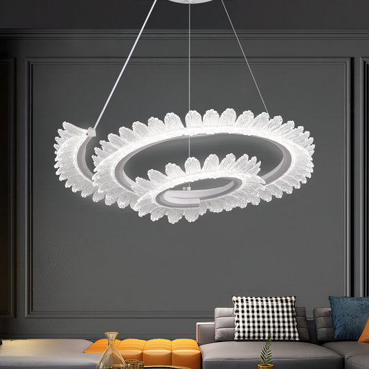 Lustra LED LT188WH, Cristal si Metal, 40W, Dimabila, Inaltime Reglabila, Lumina Rece/Calda/Neutra, Iluminat Luxos