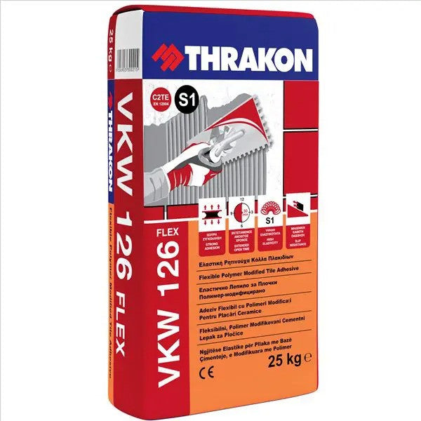 Adeziv flexibil pentru placari ceramice si din piatra naturala VKW 126 C2TE-S1 GRI 25 kg