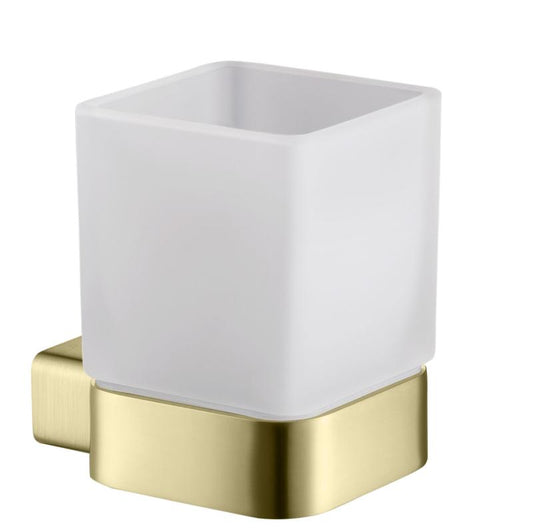 Suport pentru pahar din sticlă MONO – Auriu periat