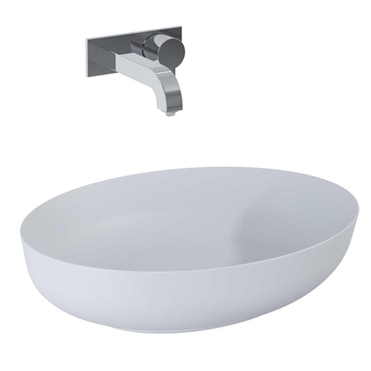 Lavoar oval 52×40, cu montaj pe blat, gri deschis mat – Rika