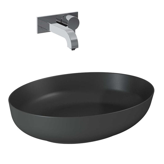 Lavoar oval 52×40, cu montaj pe blat, antracit mat – Rika