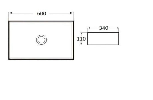 Lavoar dreptunghiular FARGO, din porțelan, montaj pe blat 60X34CM – alb