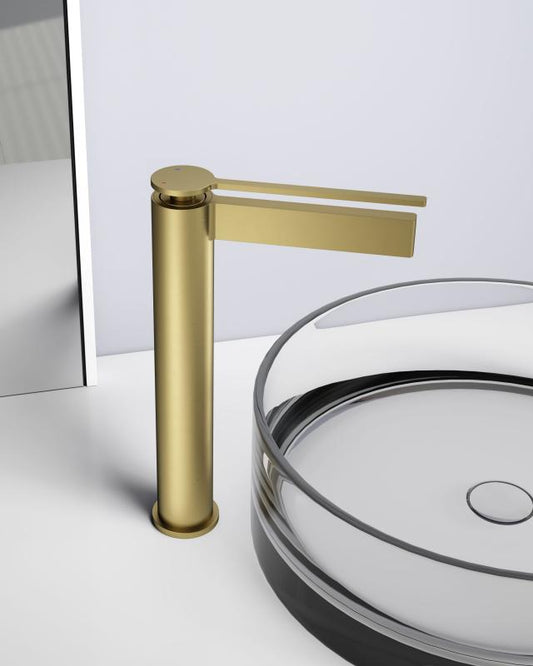 Baterie inalta lavoar ELEGANT, cu montaj pe blat – Auriu periat