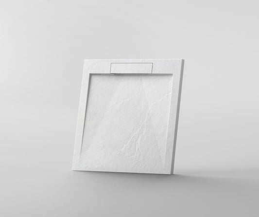 Cădiță de duș STONE 90×90 cm – Marmură Turnată, Alb Mat