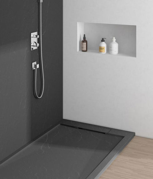 Cădiță de duș STONE 120×90 cm – Marmură Turnată, Negru Mat