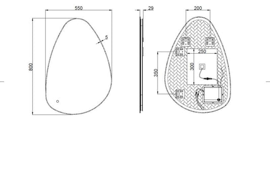 Oglinda LED 60×80 – Anti-aburire, 1750 lm, Montată pe Perete