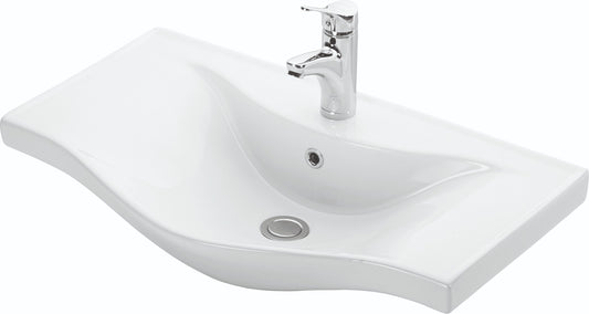 Mobilier Baie MDF Kit și lavoar, Seria 153, Sertare, 75cm, Alb