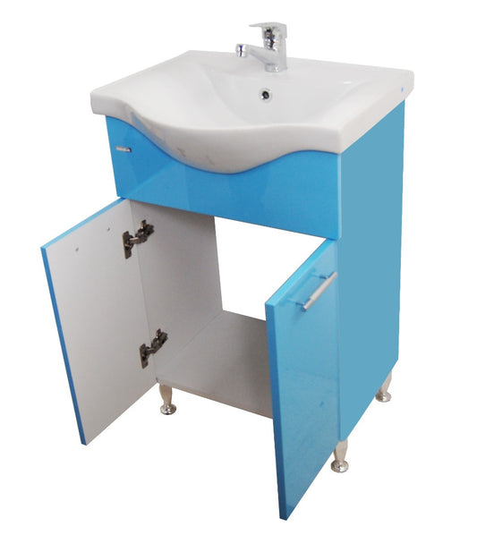 Mobilier Baie MDF și lavoar, Seria 153, 60cm, Bleu