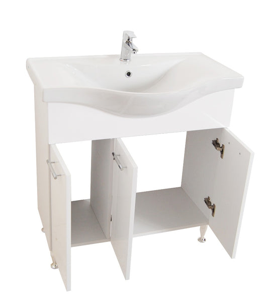 Mobilier Baie MDF Kit și lavoar, Seria 153, 80cm, Alb