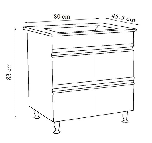 Mobilier Baie MDF și lavoar, Seria 786, Sertare, 80cm, Antracit
