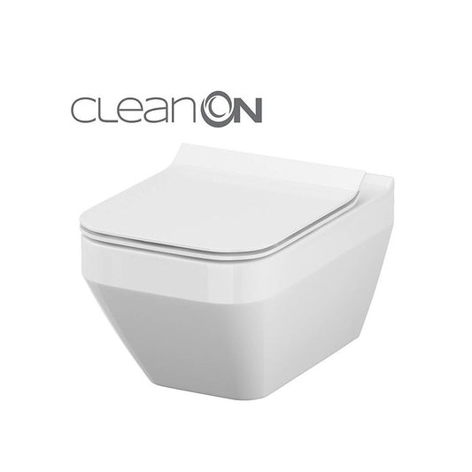 Cersanit, Crea, set vas WC suspendat dreptunghiular cu capac Soft-Close si Easy Off inclus