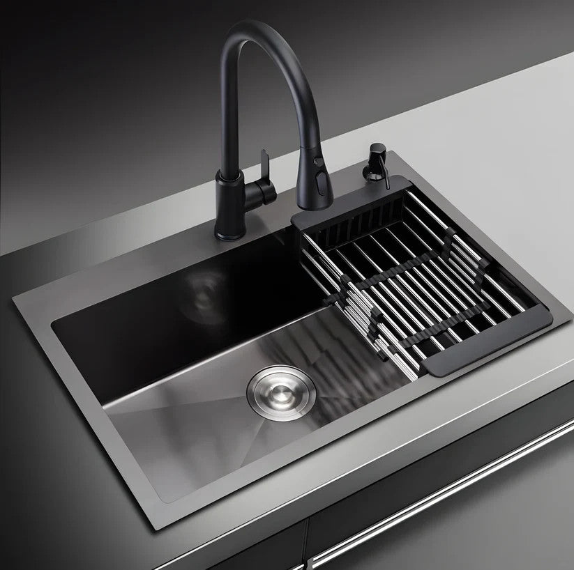 Chiveta multifunctionala cu accesorii incluse, HS TAP HOLE, Nano Black 58x45x19 cm