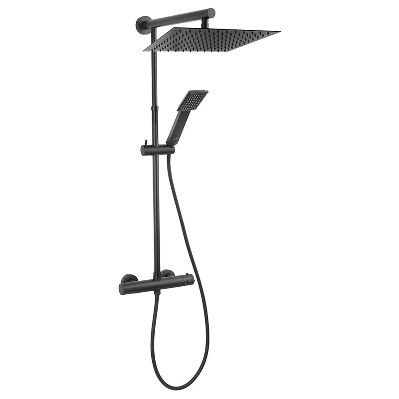 Coloana de dus Ferro, Trevi Square Black, cu baterie dus termostatata, negru mat