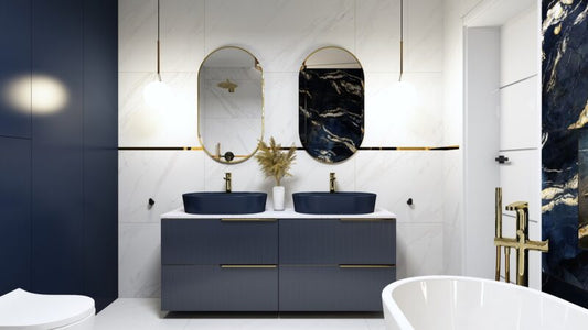 Dulap de baie cu 2 sertare 120×45,3×31,8 – navy blue mat – Monterey Glass