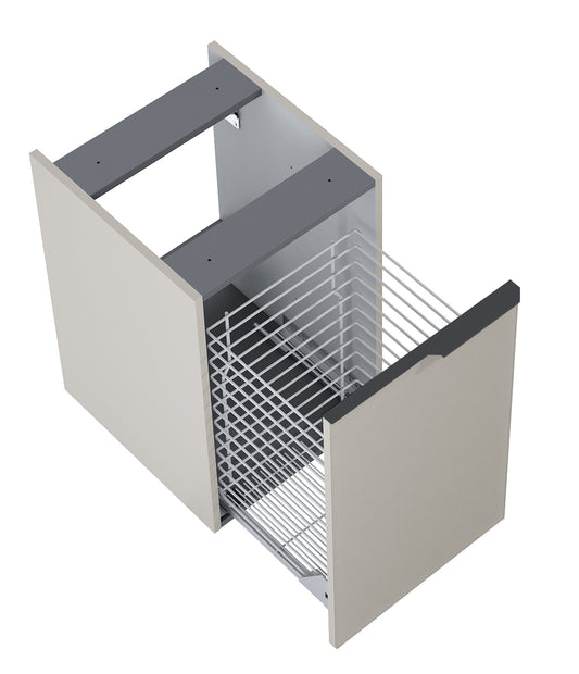 Dulapior de baie cu cos de rufe, 40cm – bej mat – Monterey Glass