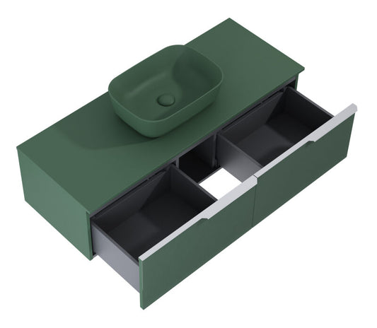 Dulap de baie cu 2 sertare 120×45,3×31,8 – verde mat – Monterey Glass