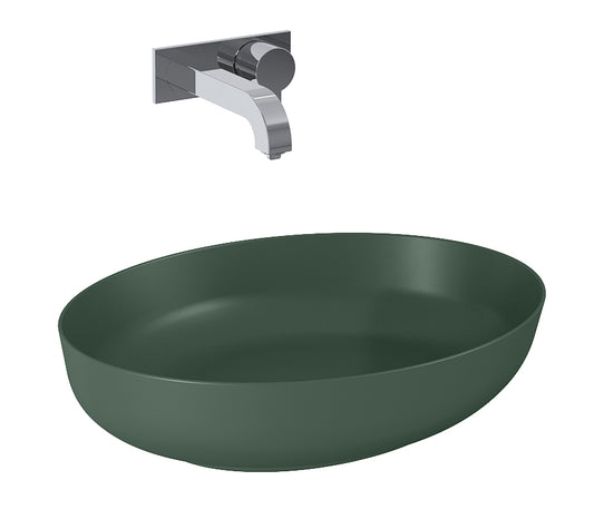 Lavoar oval 52×40, cu montaj pe blat, verde mat – Rika