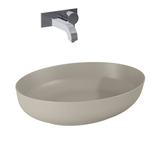 Lavoar oval 52×40, cu montaj pe blat, bej mat – Rika