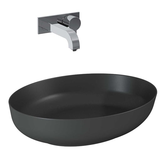 Lavoar oval 52×40, cu montaj pe blat, negru mat – RIKA