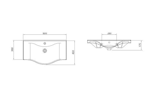 Mobilier Baie MDF Kit și lavoar, Seria 153, Sertare, 80cm, Alb