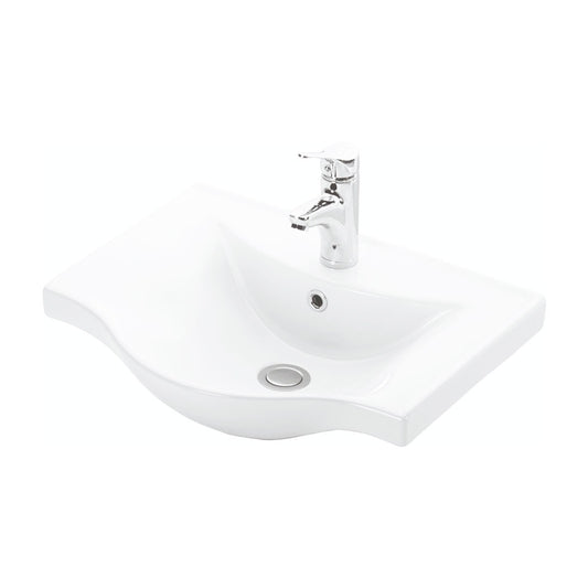 Mobilier Baie MDF Kit și lavoar, Seria 153, Sertare, 55cm, Alb